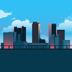 City landscape cartoon vector illustration