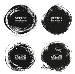 Vector beautiful round handmade black strokes- backgrounds paint