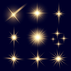 Wall Mural - Creative concept Vector set of glow light effect stars bursts with sparkles isolated on black background. For illustration template art design, banner for Christmas celebrate, magic flash energy ray