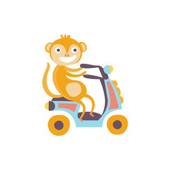 Canvas Print - Monkey On A Scooter Stylized Fantastic Illustration