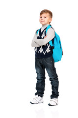 Poster - School boy with backpack