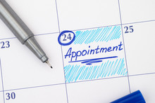 Reminder Appointment In Calendar With Blue Pen