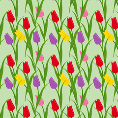 Wall Mural - Seamless pattern tulips