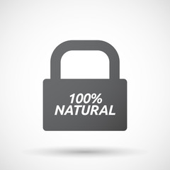 Wall Mural - Isolated closed lock pad icon with    the text 100% NATURAL