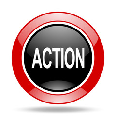 Aufkleber - action red and black web glossy round icon