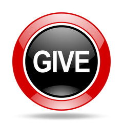 Poster - give red and black web glossy round icon