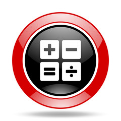Aufkleber - calculator red and black web glossy round icon