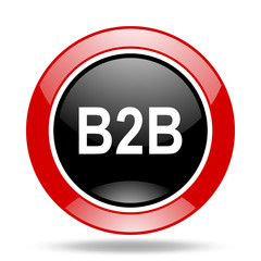 Poster - b2b red and black web glossy round icon