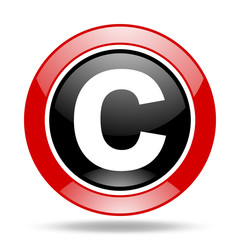 Poster - copyright red and black web glossy round icon