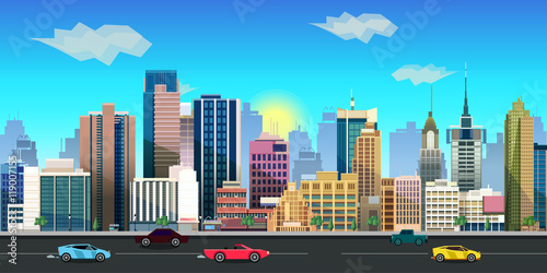 city game background 2d application. Vector design. плакат