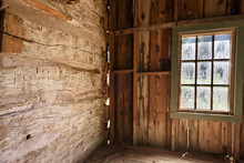Inside Of Old Abandoned House With Window.