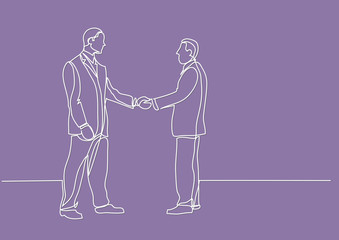 Wall Mural - continuous line drawing of business people meeting handshake