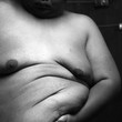 fat man black and white