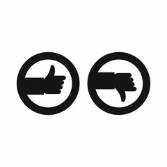 Poster - Signs hand up and down icon in simple style isolated on white background. Click and choice symbol