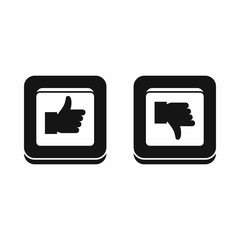 Poster - Signs hand up and down in squares icon in simple style isolated on white background. Click and choice symbol