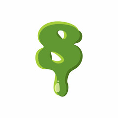 Fototapete - Number 8 from latin alphabet with numbers and symbols made of green slime. Font can be used for Halloween design and other purposes