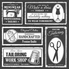 Professional tailor labels set