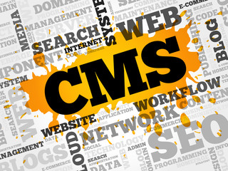 Poster - CMS Content Management System word cloud collage, business concept background