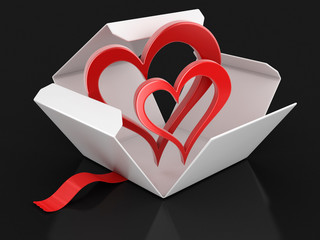 Poster - Open package with heart. Image with clipping path