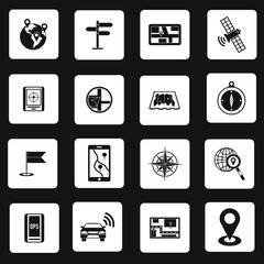 Poster - Navigation icons set in simple style. Location on terrain set collection vector illustration