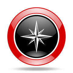 Poster - compass red and black web glossy round icon