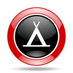 Poster - camp red and black web glossy round icon