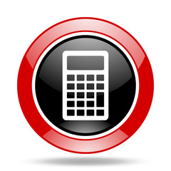 Aufkleber - calculator red and black web glossy round icon