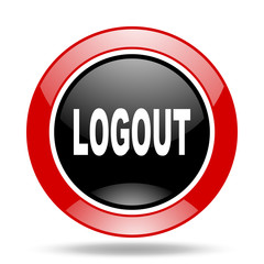 Aufkleber - logout red and black web glossy round icon