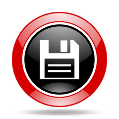Poster - disk red and black web glossy round icon