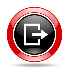 Aufkleber - exit red and black web glossy round icon