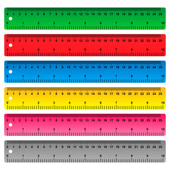 Ruler in centimeters, millimeters and inches