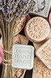 © martingaal - set of handmade soaps with lavender bunch, product of cosmetics and body care
