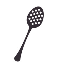 Kitchen Slotted Spoon Utensil Silverware Food Silhouette Vector Illustration