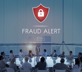 Wall Mural - Fraud Alert Caution Defend Guard Notify Protect Concept