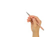 © feelartfeelant - hand holding pencil on isolated white background with clipping path