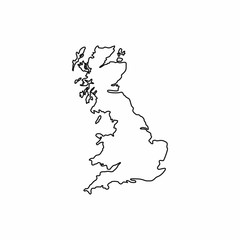 Sticker - Map of Great Britain icon in outline style isolated on white background. State symbol