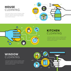 Sticker - House Kitchen And Window Cleaning Banners