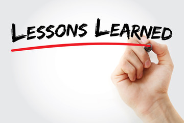 Wall Mural - hand writing lessons learned with marker, concept background