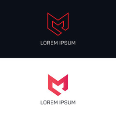 Aufkleber - Line art M letter company logo icon vector design
