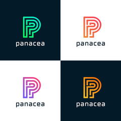 Aufkleber - P letter logo sign vector element icon. Label brand identificati