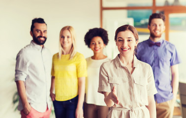 Sticker - woman making handshake over creative office team