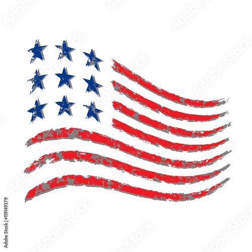 American Flag Grunge Symbol For 4th July Independence Day