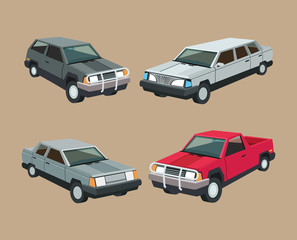 Poster - Auto garage car automobile retro cartoon icon set. Colorful design. Vector illustration