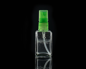 small bottle  isolated on black background