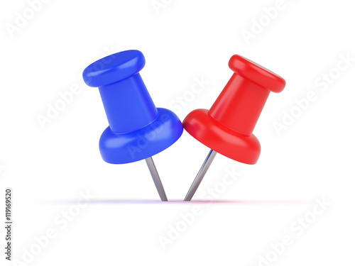 Fotografie, Obraz Two pins stuck in the same place 3d illustration