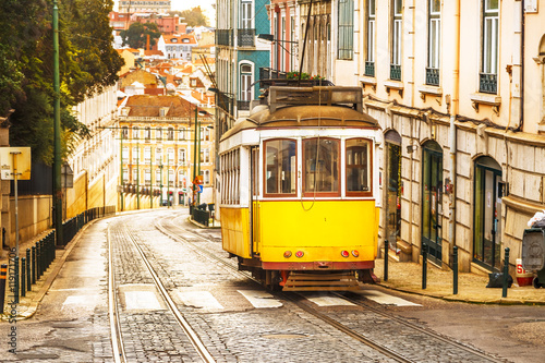 Classic Yellow Tram On A Street In Lisbon Portugal Buy This Stock Photo And Explore Similar Images At Adobe Stock Adobe Stock