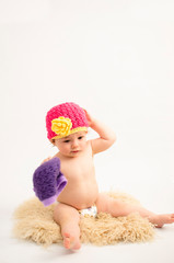 Canvas Print - cute baby girl wearing a hat