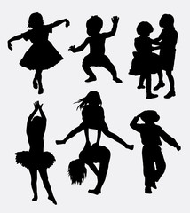 Wall Mural - Kid playing activity silhouette. Good use for symbol, logo, web icon, mascot, sticker, or any design you want. Easy to use.