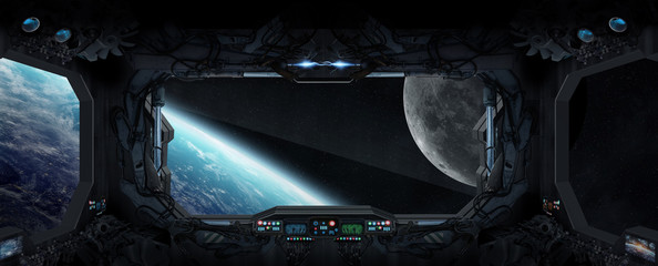 Aufkleber - View of planet Earth from inside a space station