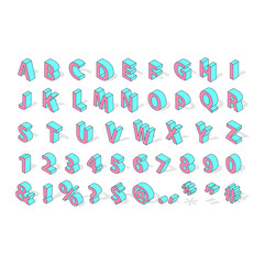 Wall Mural - Isometric alphabet font isolated